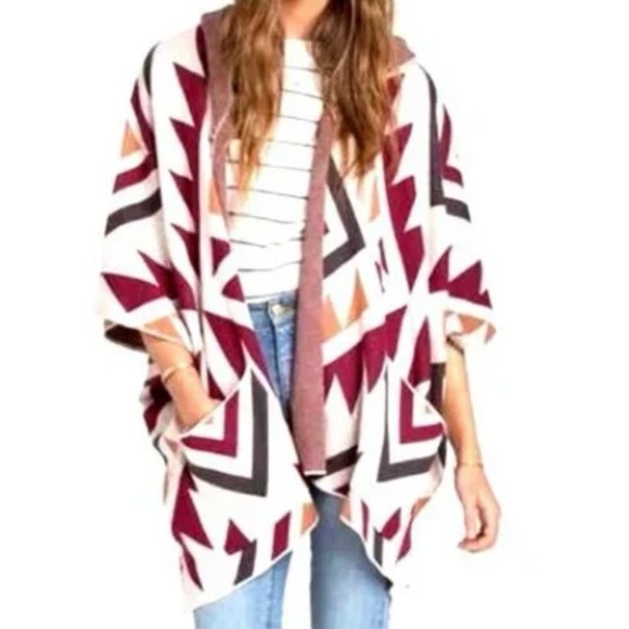Billabong Multicolor Geometric Poncho - Picture 1 of 8